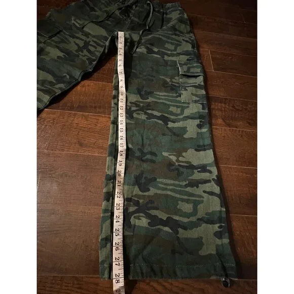 Mens Y2K Camouflage Cargo Pants Elastic Waist Drawstring100% Cotton Size Large - Picture 9 of 12
